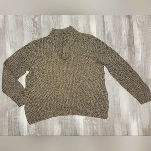 CJ Banks Long Sleeve Tand/Black Cowl Neck Knit Sweater Size 1X